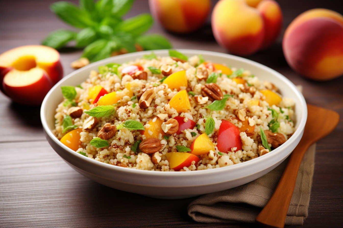 Read more about the article Summer Bulgur salad with Peach and Nuts